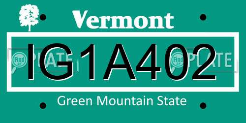 IG1A402 Vermont License Plate
