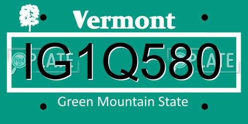 IG1Q580 Vermont License Plate