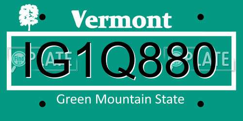 IG1Q880 Vermont License Plate