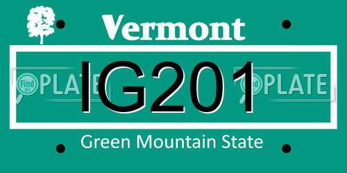 IG201 Vermont License Plate