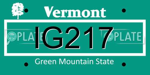 IG217 Vermont License Plate
