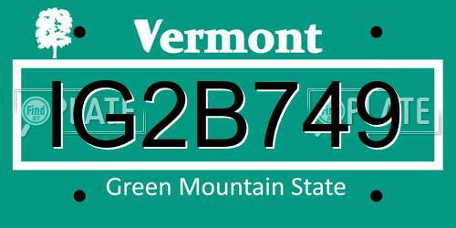 IG2B749 Vermont License Plate