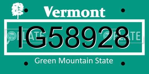 IG58928 Vermont License Plate