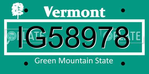 IG58978 Vermont License Plate