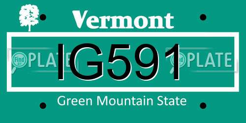 IG591 Vermont License Plate