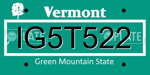IG5T522 Vermont License Plate