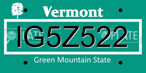 IG5Z522 Vermont License Plate