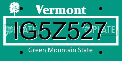 IG5Z527 Vermont License Plate