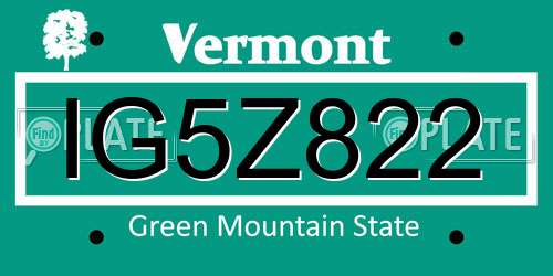 IG5Z822 Vermont License Plate