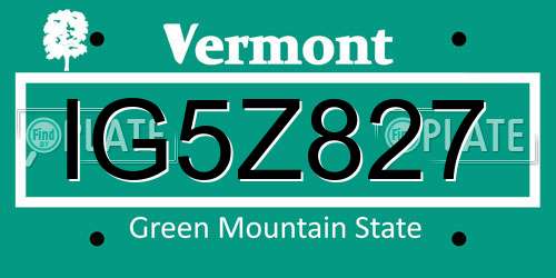 IG5Z827 Vermont License Plate