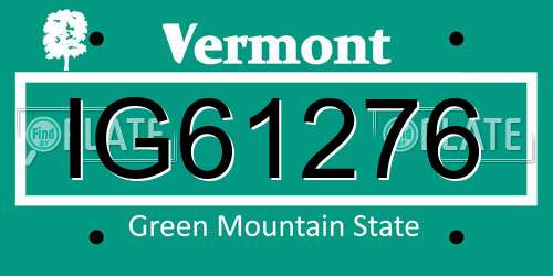 IG61276 Vermont License Plate