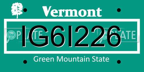 IG6I226 Vermont License Plate