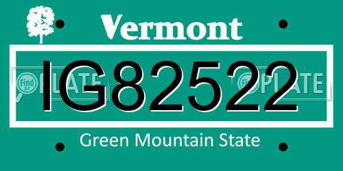 IG82522 Vermont License Plate