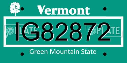 IG82872 Vermont License Plate