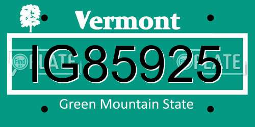 IG85925 Vermont License Plate