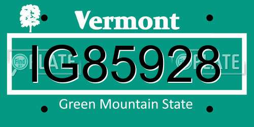 IG85928 Vermont License Plate