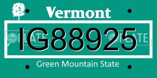 IG88925 Vermont License Plate