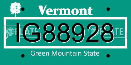 IG88928 Vermont License Plate