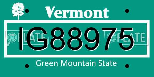 IG88975 Vermont License Plate