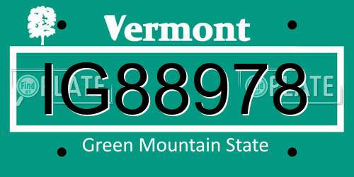 IG88978 Vermont License Plate