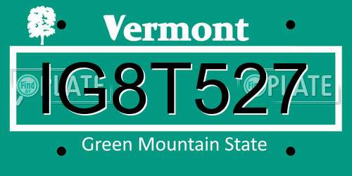 IG8T527 Vermont License Plate