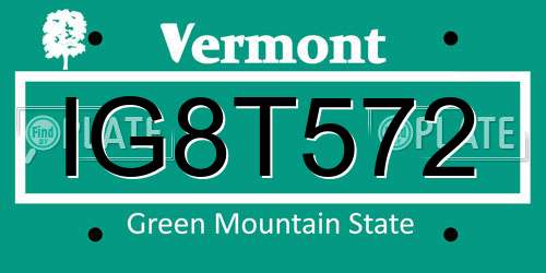 IG8T572 Vermont License Plate
