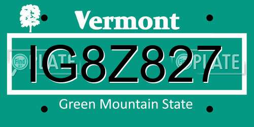 IG8Z827 Vermont License Plate