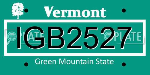 IGB2527 Vermont License Plate