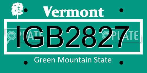 IGB2827 Vermont License Plate