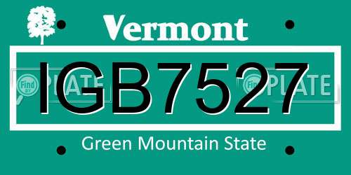 IGB7527 Vermont License Plate