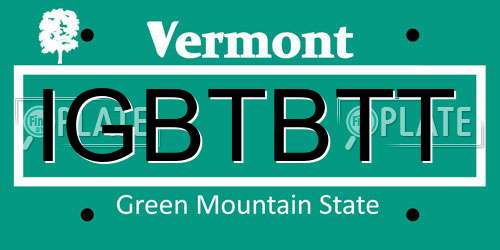 IGBTBTT Vermont License Plate