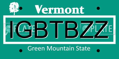 IGBTBZZ Vermont License Plate