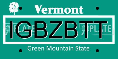 IGBZBTT Vermont License Plate