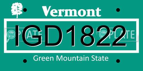 IGD1822 Vermont License Plate