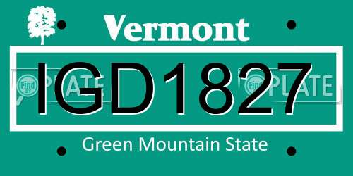 IGD1827 Vermont License Plate