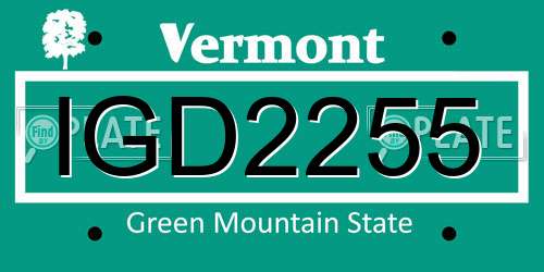 IGD2255 Vermont License Plate