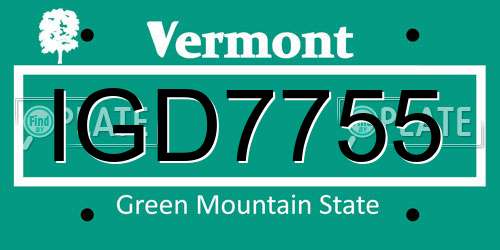 IGD7755 Vermont License Plate