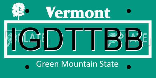 IGDTTBB Vermont License Plate