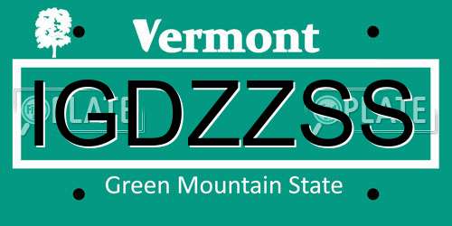IGDZZSS Vermont License Plate