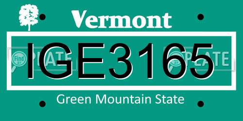 IGE3165 Vermont License Plate