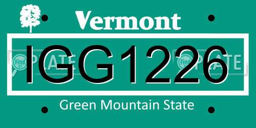 IGG1226 Vermont License Plate