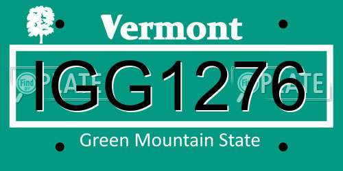 IGG1276 Vermont License Plate
