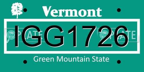 IGG1726 Vermont License Plate