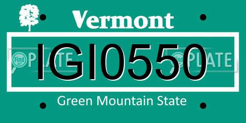 IGI0550 Vermont License Plate