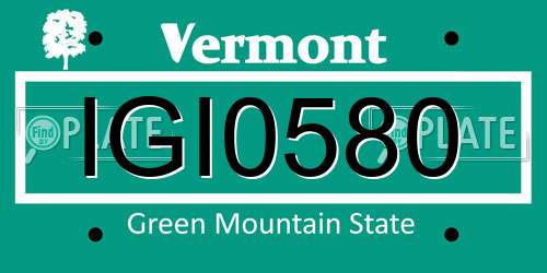 IGI0580 Vermont License Plate