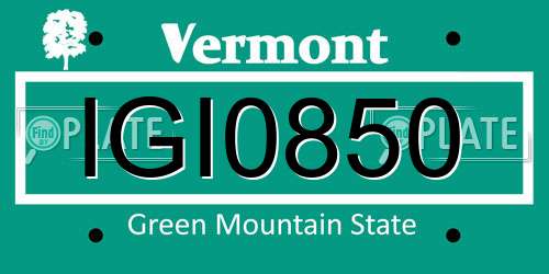 IGI0850 Vermont License Plate