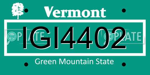 IGI4402 Vermont License Plate