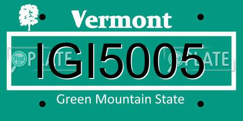 IGI5005 Vermont License Plate