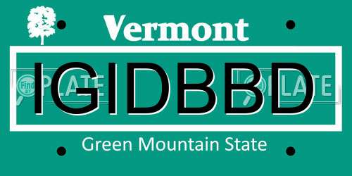 IGIDBBD Vermont License Plate