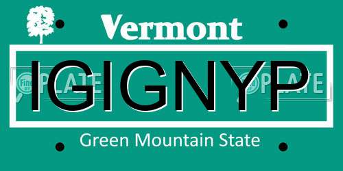 IGIGNYP Vermont License Plate